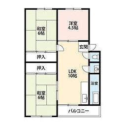 取石石田団地 1階3LDKの間取り