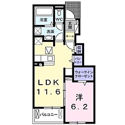 アリエッティA 1LDKの間取図画像