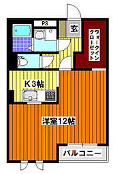 エンブレム 1階ワンルームの間取り