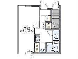 レオネクストあけぼの 1階1Kの間取り