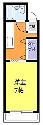 コーポさつき 2階1Kの間取り