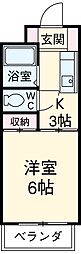 ジュネス金山 2階1Kの間取り