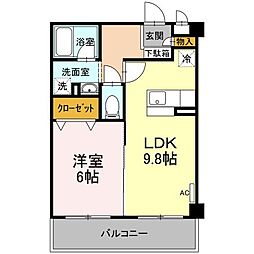 マンションマルカ　サウス 3階1LDKの間取り