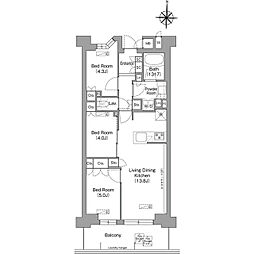 西武多摩湖線 八坂駅 徒歩8分の賃貸マンション 4階3LDKの間取り