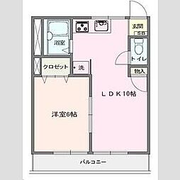 メゾンいしかわ 2階1LDKの間取り