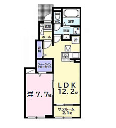 ベルメランジェＡ 1階1LDKの間取り
