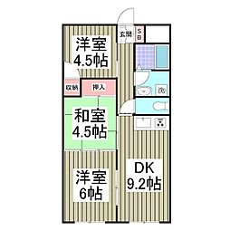 グランドール岸 3DKの間取図画像