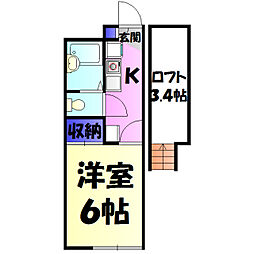 レオパレスファミリア 1Kの間取図画像