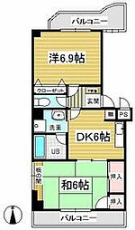 都営大江戸線 光が丘駅 徒歩15分の賃貸マンション 4階2DKの間取り