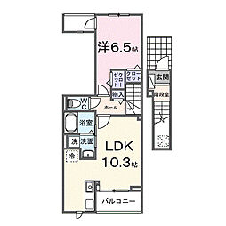 ソレイユ 2階1LDKの間取り