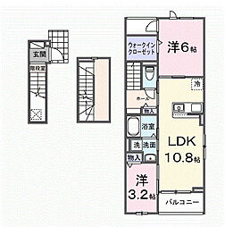 ソレイユ 3階2LDKの間取り