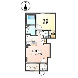 Ａｒｉｅｔｔａ　Ｈａｒａｄａｎｉ 1階1LDKの間取り