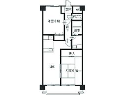 パームスプリングス 2階2LDKの間取り