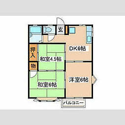 京王高尾線 めじろ台駅 徒歩12分の賃貸アパート 1階3DKの間取り