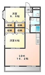コーディアル三好 3階2LDKの間取り