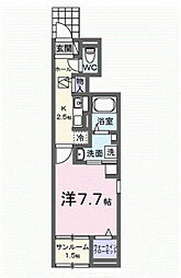 ヒカルサ豊橋東田町I 1階1Kの間取り