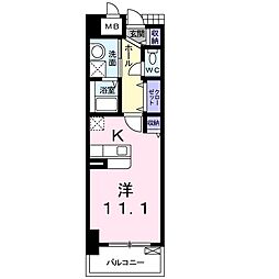 エアリス 1Kの間取図画像