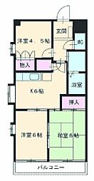 名古屋市営鶴舞線 原駅 徒歩14分の賃貸マンション 3階3DKの間取り