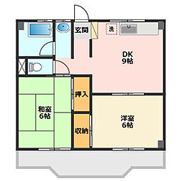 リアライズ穂積II 4C 4階2DKの間取り