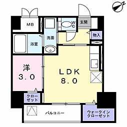 ラ・フュンフ 1002 10階1LDKの間取り