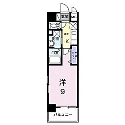 JR鹿児島本線 大野城駅 徒歩4分の賃貸マンション 4階1Kの間取り