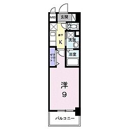 JR鹿児島本線 大野城駅 徒歩4分の賃貸マンション 5階1Kの間取り