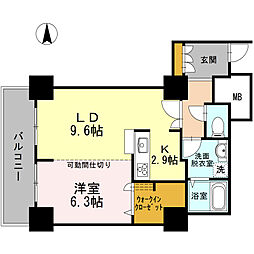 品川シーサイドビュータワー1 1LDKの間取図画像