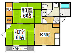 グリーンハウス尾崎C 2Kの間取図画像