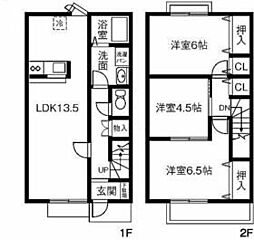 プラッサムコート日永Ｂ 1階3LDKの間取り