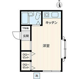 サヅカハイツ 1階ワンルームの間取り