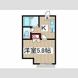 JR総武本線 津田沼駅 徒歩16分の賃貸マンション 3階1Kの間取り