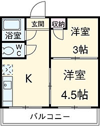 JR総武線 西千葉駅 徒歩7分の賃貸マンション 7階2Kの間取り