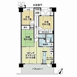 サーパス城南けやき通り 3階3LDKの間取り