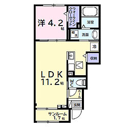ヒカルサ市原姉ヶ崎ウエスト 1階1LDKの間取り