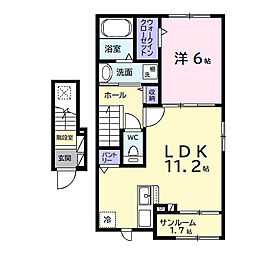 ヒカルサ市原姉ヶ崎ウエスト 2階1LDKの間取り