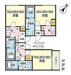 東武東上線 下赤塚駅 徒歩6分の賃貸アパート 2階1Kの間取り