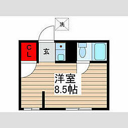 東京メトロ丸ノ内線 新中野駅 徒歩6分の賃貸アパート 1階ワンルームの間取り