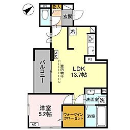 湘南新宿ライン高海 前橋駅 徒歩12分の賃貸アパート 2階1LDKの間取り