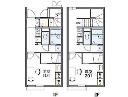 レオパレスリヴェールII 2階1Kの間取り