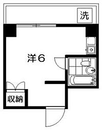 JR総武線 東中野駅 徒歩5分の賃貸マンション 2階ワンルームの間取り