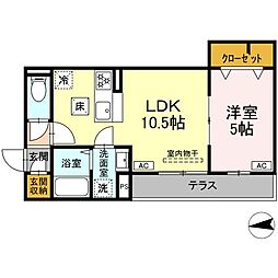 つくばエクスプレス 六町駅 徒歩6分の賃貸アパート 1階1LDKの間取り