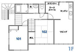 京王井の頭線 浜田山駅 徒歩7分の賃貸アパート 2階ワンルームの間取り
