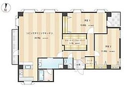 都営三田線 三田駅 徒歩7分の賃貸マンション 11階2LDKの間取り