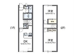 レオパレス半田東Ｂ 1階2DKの間取り