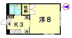 タンジーハット 2階1Kの間取り