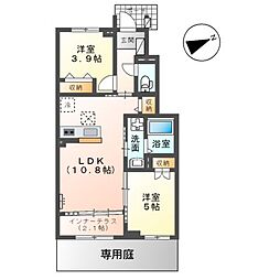 ヴェール 1階2LDKの間取り