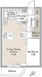 東京メトロ東西線 門前仲町駅 徒歩7分の賃貸マンション 2階1LDKの間取り