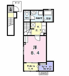 ステーブル上流 1Kの間取図画像