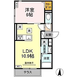 セレスティア加賀 1階1LDKの間取り