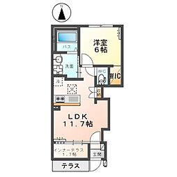グラティア 1階1LDKの間取り